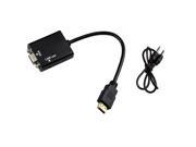 NEK Tech Black HDMI to VGA Converter With 3.5mm Audio Cable Video Output Adapter PC DVD 1080P