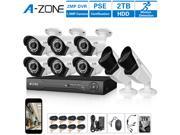 A ZONE 8 Channel 1080P DVR AHD Home Security Camera System kit W 6x HD 960P 1.3MP waterproof Night vision Fixed CCTV surveillance Camera 2x HD Camera IR 2.8