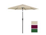 Cloud Mountain 9Ft Patio Umbrella Canopy Beach Outdoor Garden Umbrella with Push Button Tilt w Crank 8 Steels Ribs 100% Polyester UV resistant Tan