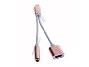 OEM Rose Apple iPhone 7 Lightning to 3.5mm Audio Cable with Charge Lightning Female