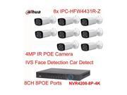 Dahua 8CH POE NVR4208 8P 4K 8pcs IPC HFW4431R Z 4MP Support POE IVS IP Bullet Cameras
