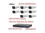 Dahua 8CH 8 POE NVR4208 8P 8pcs IPC HFW4431R Z 4MP Support POE Onvif IVS IR Cameras