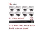 Hikvision DS 2CD2142FWD I 2.8mm Lens IP Camera 4MP WDR Fixed Dome Network Camera DS 7608NI E2 8P 8CH POE NVR