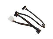 24 inch Molex 4 pin Male to 4 x SATA Power 15 pin 90 Degree Splitter Cable w Black Net Sleeved Jacket