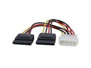 6 inch Molex 4 pin Male to 2 x SATA Power 15 pin Female Y Splitter Adpater Converter Cable