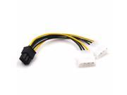 6 inch 6 Pin PCI Express to 2 x IDE Molex 4 pin LP4 Graphics Video Card Power Converter Cable PCIe 6 pin to Dual 4pin Adapter