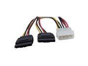 6 inch Molex 4 pin Male to 2 x SATA Power 15 pin Female with latch locking Y Splitter Adpater Converter Cable
