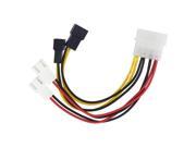 6 inch Molex 4pin LP4 to Case cooling Fan 3 pin 3 Multi Fan Out Power Adapter Converter Cable w 2x5V 2x12V Speed Reduction
