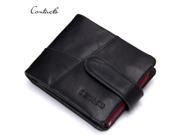 CONTACT S Genuine Crazy Horse Cowhide Leather Men Wallets Fashion Purse With Card Holder Vintage Short Wallet Clutch Wrist Bag