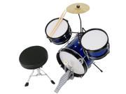 3pcs Junior Kid Child Drum Set Kit Sticks Throne Cymbal Bass Snare Boy Girl Blue