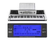 LCD 61 Key MIDI Silver Electric Keyboard Music Digital Personal Electronic Piano