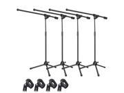 4 Pack Microphone Boom Arm Stand Tripod Holder Mic Clip Adjustable Height Mount