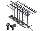 12pcs Microphone 360 degree Rotating Stand 2 Mic Mount Boom Folding Type Tripod