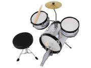 3pcs Junior Kid Children Drum Set Kit Sticks Throne Cymbal Bass Snare Boy Silver