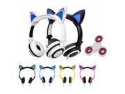 LED Tri-Spinner Fidget & Foldable Flashing Glowing cat ear headphones Gaming Headset Earphone with LED light For PC Mobile Phone
