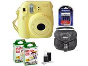 Fuji Instax Mini 8 Fujifilm Instant Film Camera Yellow + 40 Film + Accessory Kit