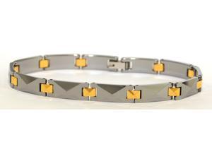 8" x 1/4" Narrow tungsten carbide bracelet middle links electroplated gold 8" x 1/4" Narrow tungsten carbide bracelet middle links electroplated gold