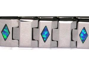 8" x 1/3" Tungsten Carbide Bracelet with inlays of Blue Precious Opal 8" x 1/3" Tungsten Carbide Bracelet with inlays of Blue Precious Opal