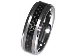 Tungsten Carbide Ring with Inlay of Black Carbon Fiber Tungsten Carbide Ring with Inlay of Black Carbon Fiber