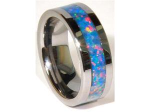 6mm Precious Opal Tungsten Carbide Ring with Red/Green Inlays 6mm Precious Opal Tungsten Carbide Ring with Red/Green Inlays