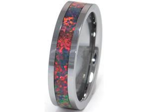 6mm Precious Opal Tungsten Ring with a Brilliant Display Multi Color Fire 6mm Precious Opal Tungsten Ring with a Brilliant Display Multi Color Fire