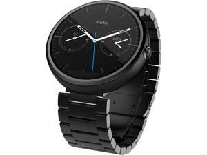 Motorola Moto 360, Dark Finish Case, Black Metal 23mm Band Motorola Moto 360, Dark Finish Case, Black Metal 23mm Band