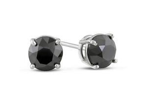 14KW 2ct TDW Black Diamond Solitaire Earrings Traditional-Basket 14KW 2ct TDW Black Diamond Solitaire Earrings Traditional-Basket