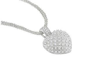 Amour Collections 1 CT Diamond Heart Necklace w/ Sterling Silver Amour Collections 1 CT Diamond Heart Necklace w/ Sterling Silver