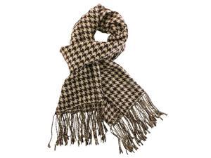 Dahlia Women's 100% Merino Wool Pashmina Scarf - Houndstooth - Brown Tan Dahlia Women's 100% Merino Wool Pashmina Scarf - Houndstooth - Brown Tan