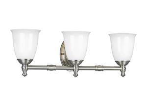 Progress Lighting Brushed Nickel 3-Light Bath Bracket with White Opal Glass Progress Lighting Brushed Nickel 3-Light Bath Bracket with White Opal Glass
