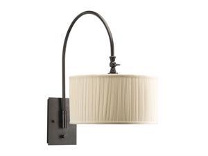 Progress Lighting Espresso 1-Light Wall Bracket with Drum Shades in Cream Linen Fabric Progress Lighting Espresso 1-Light Wall Bracket with Drum Shades in Cream Linen Fabric