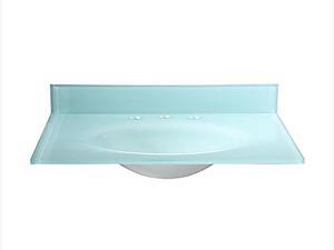 Pegasus PBI25W 25 in. W Tempered Glass Vanity Top in White with White Basin Pegasus PBI25W 25 in. W Tempered Glass Vanity Top in White with White Basin