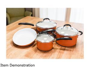 Cuisinart 10-Piece Ceramic Cookware Set, Orange Cuisinart 10-Piece Ceramic Cookware Set, Orange