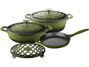 La Cuisine 6 pc set, 3.75QT Saute w/lid, 6.75QT Oval w/lid, 10" Fry Pan, 7" Trivet La Cuisine 6 pc set, 3.75QT Saute w/lid, 6.75QT Oval w/lid, 10" Fry Pan, 7" Trivet