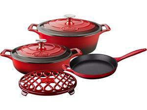 La Cuisine 6 pc set, 3.75QT Saute w/lid, 6.75QT Oval w/lid, 10" Fry Pan, 7" Trivet La Cuisine 6 pc set, 3.75QT Saute w/lid, 6.75QT Oval w/lid, 10" Fry Pan, 7" Trivet