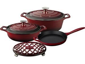 La Cuisine 6 pc set, 3.75QT Saute w/lid, 6.75QT Oval w/lid, 10" Fry Pan, 7" Trivet La Cuisine 6 pc set, 3.75QT Saute w/lid, 6.75QT Oval w/lid, 10" Fry Pan, 7" Trivet