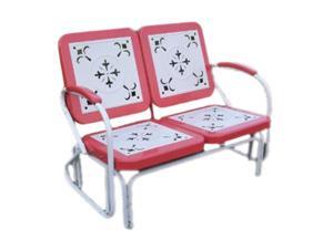 4D Concepts Metal Retro Glider, Red Coral and White Metal 4D Concepts Metal Retro Glider, Red Coral and White Metal