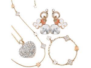 JA-ME 34" Floral Long Necklace and 19" Swarovski Heart Shape Necklace in 18K Gold Plated + 6.7" Floral Bracelet and 10mm ... JA-ME 34" Floral Long Necklace and 19" Swarovski Heart Shape Necklace in 18K Gold Plated + 6.7" Floral Bracelet and 10mm ...