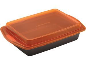 Rachael Ray Nonstick Bakeware 57994 9-Inch by 13-Inch Covered Cake Pan, Gray with Orange Lid and Handles Rachael Ray Nonstick Bakeware 57994 9-Inch by 13-Inch Covered Cake Pan, Gray with Orange Lid and Handles