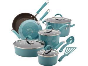Rachael Ray Cucina Porcelain Enamel Nonstick 12-Piece Cookware Set, Agave Blue Rachael Ray Cucina Porcelain Enamel Nonstick 12-Piece Cookware Set, Agave Blue