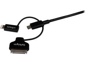 StarTech.com 1m (3 ft) Black Apple 8-pin Lightning or 30-pin Dock Connector or Micro USB to USB Combo Cable for iPhone / StarTech.com 1m (3 ft) Black Apple 8-pin Lightning or 30-pin Dock Connector or Micro USB to USB Combo Cable for iPhone /
