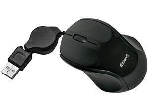 Inland Mini Optical Mouse with Retractable USB Cord - Black (7047) Inland Mini Optical Mouse with Retractable USB Cord - Black (7047)