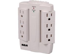 RCA PSWTS6R 6 Outlets 2100 J Wall Tap Surge Protector with 6 Swivel Outlets RCA PSWTS6R 6 Outlets 2100 J Wall Tap Surge Protector with 6 Swivel Outlets