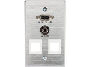 C2G 40544 Single Gang HD15/3.5mm/(2) Keystone Wall Plate - Brushed Aluminum C2G 40544 Single Gang HD15/3.5mm/(2) Keystone Wall Plate - Brushed Aluminum