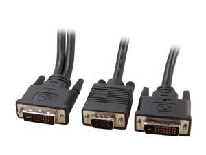 StarTech DVIVGAYMM6 Black 6 ft. Connector A : 1 - 29 pin DVI-I (Dual Link) Male Connector B : 1 - 15 pin High Density D-Sub (VGA) Male Connector B : 1 - 25 pin DVI-D (Dual Link) Male M-M DVI-I Male to StarTech DVIVGAYMM6 Black 6 ft. Connector A : 1 - 29 pin DVI-I (Dual Link) Male Connector B : 1 - 15 pin High Density D-Sub (VGA) Male Connector B : 1 - 25 pin DVI-D (Dual Link) Male M-M DVI-I Male to