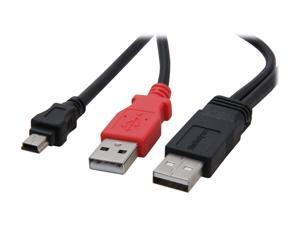 StarTech USB2HABMY1 1 Foot Black USB Y Cable for External Hard Drive - USB A to mini B StarTech USB2HABMY1 1 Foot Black USB Y Cable for External Hard Drive - USB A to mini B