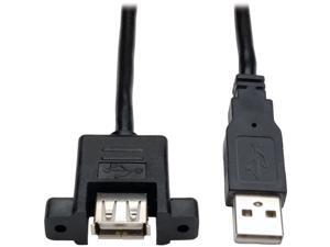 Tripp Lite USB 2.0 Hi-Speed Panel Mount Extension Cable (A/A M/F), 6-in. (U024-06N-PM) Tripp Lite USB 2.0 Hi-Speed Panel Mount Extension Cable (A/A M/F), 6-in. (U024-06N-PM)