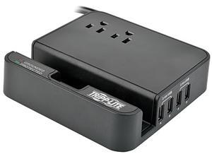 Tripp Lite TLP26USBB Protect It! 2- Outlet Surge Protector, 6-ft. Cord, 1080 Joules, 4 USB Charging Ports (4.8A total) Tripp Lite TLP26USBB Protect It! 2- Outlet Surge Protector, 6-ft. Cord, 1080 Joules, 4 USB Charging Ports (4.8A total)