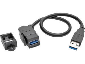 Tripp Lite U324-001-KPA-BK USB 3.0 All-in-One Keystone/Panel Mount Extension Cable (M/F), Angled Connector, Black, 1 ft. Tripp Lite U324-001-KPA-BK USB 3.0 All-in-One Keystone/Panel Mount Extension Cable (M/F), Angled Connector, Black, 1 ft.