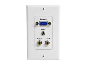 StarTech VGAPLATERCA 15-Pin Female VGA Wall Plate with 3.5mm and RCA -White StarTech VGAPLATERCA 15-Pin Female VGA Wall Plate with 3.5mm and RCA -White